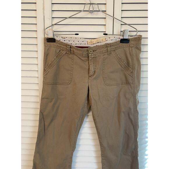 VTG Hollister Y2K Khaki Low Rise Semi Flared Cargo Pants 9R 32x31 Flap Pockets - Picture 4 of 13